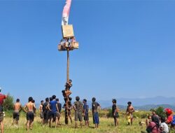 Panjat Pinang Meriahkan HUT RI di Pusat Pemerintahan Sumedang